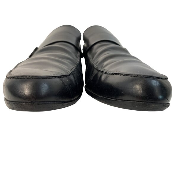 VTG Rare Gucci Men's Black Leather Loafers Size 12.5 Slip On 7453 Sq Logo - Picture 10 of 11
